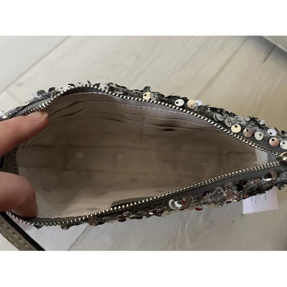 Kate Spade Kiki Convertible Wristlet Silver Sequin
